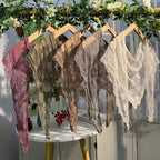 Romance Novel Heroine Stemmed Flowers Embroidered Lace Small Shawl Scarf or Shrug by The Bullish Store
