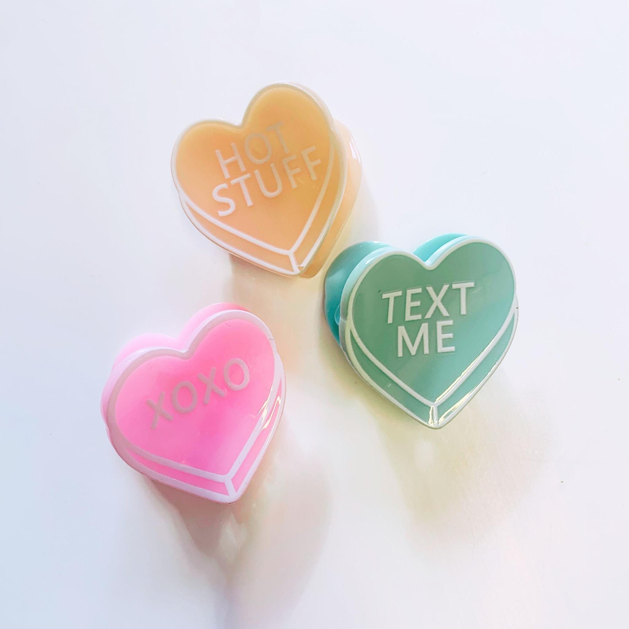 Romantic Set of 3 Mini Heart Claws in Heart Shaped Gift Box