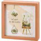 Root Where You Are Planted Inspo Box Sign | Plant Lovers Square Inset Wooden Decor | 6" x 6" by The Bullish Store