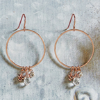 Rose Gold Dangle Hoops Earrings | Gemstones Jewelry