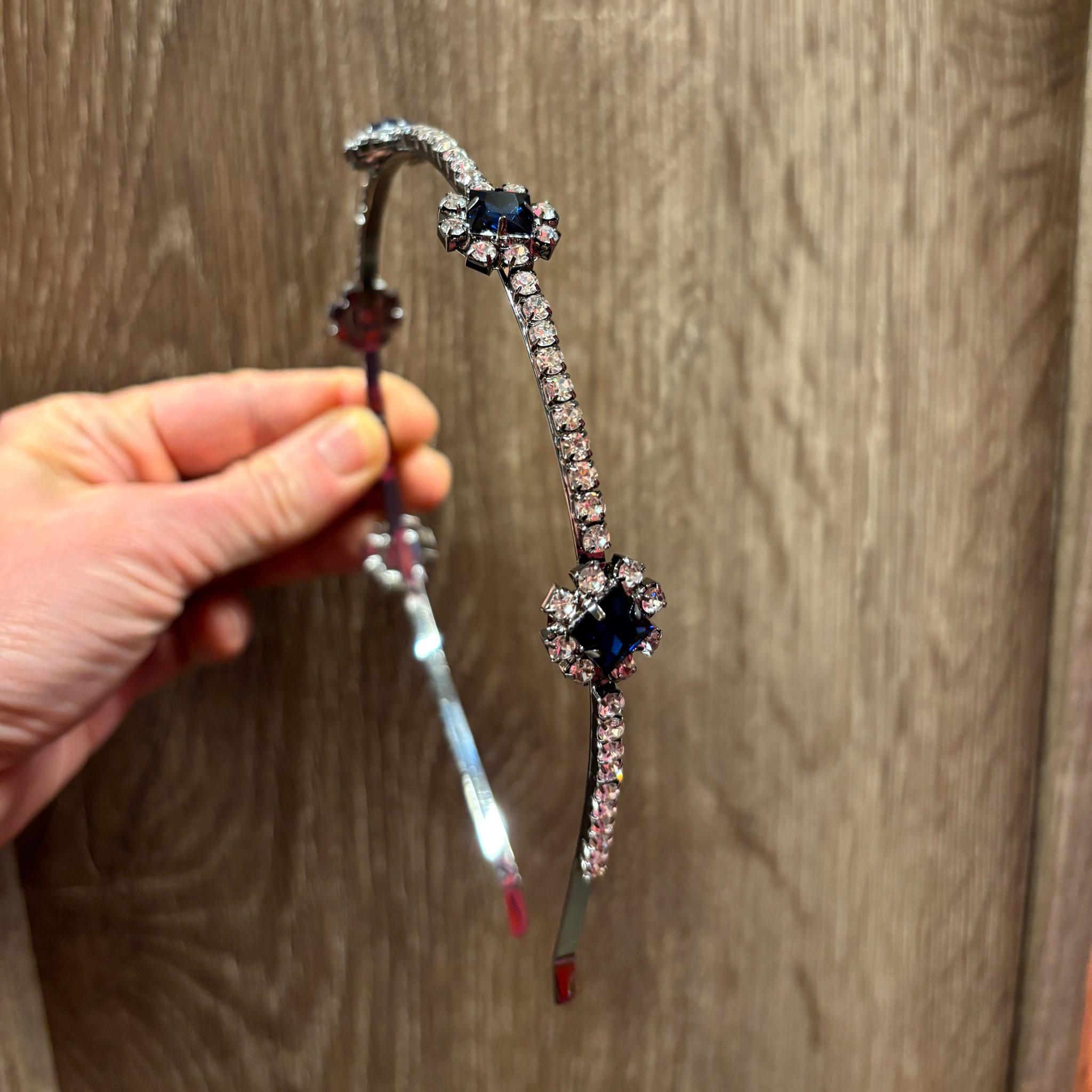 Royal Sapphire Tiara Crown in Blue and Silver | Royalty Crown Party or Bridal Hair Accessory