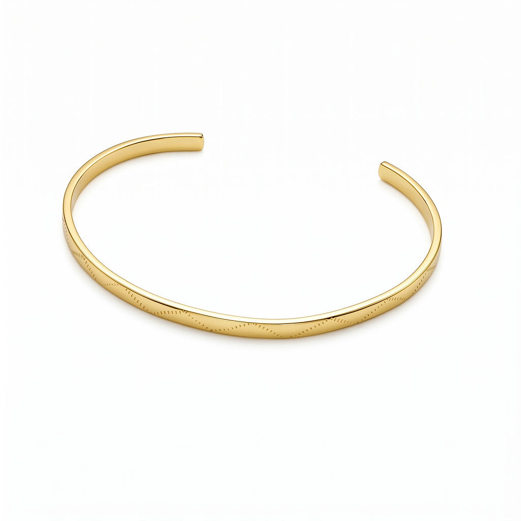 Engraved Open Cuff Brass Bracelet for Men and Women  - Rubi
