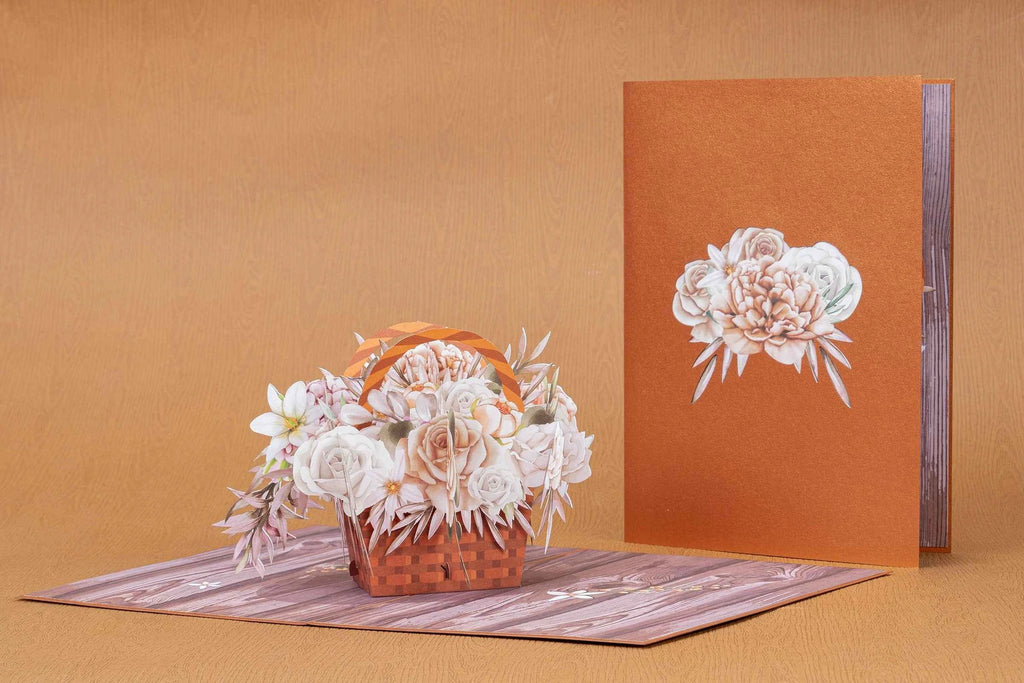 Rustic Flower Basket Pop Up Card by Paper Love