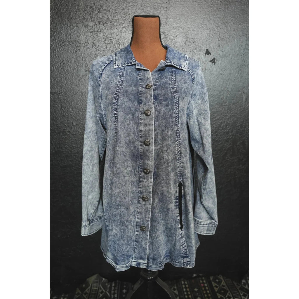 S-2X Hidalgo Falls Denim Jacket with Fringe Details by The Bullish Store