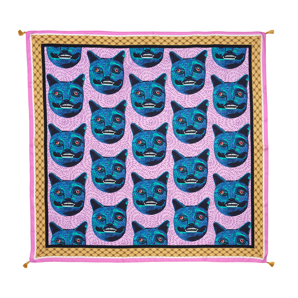 Purrquoise Cat Silk Scarf