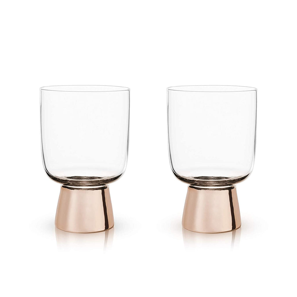 SET OF 12: Raye Copper Footed Cocktail Tumblers in Gift Box