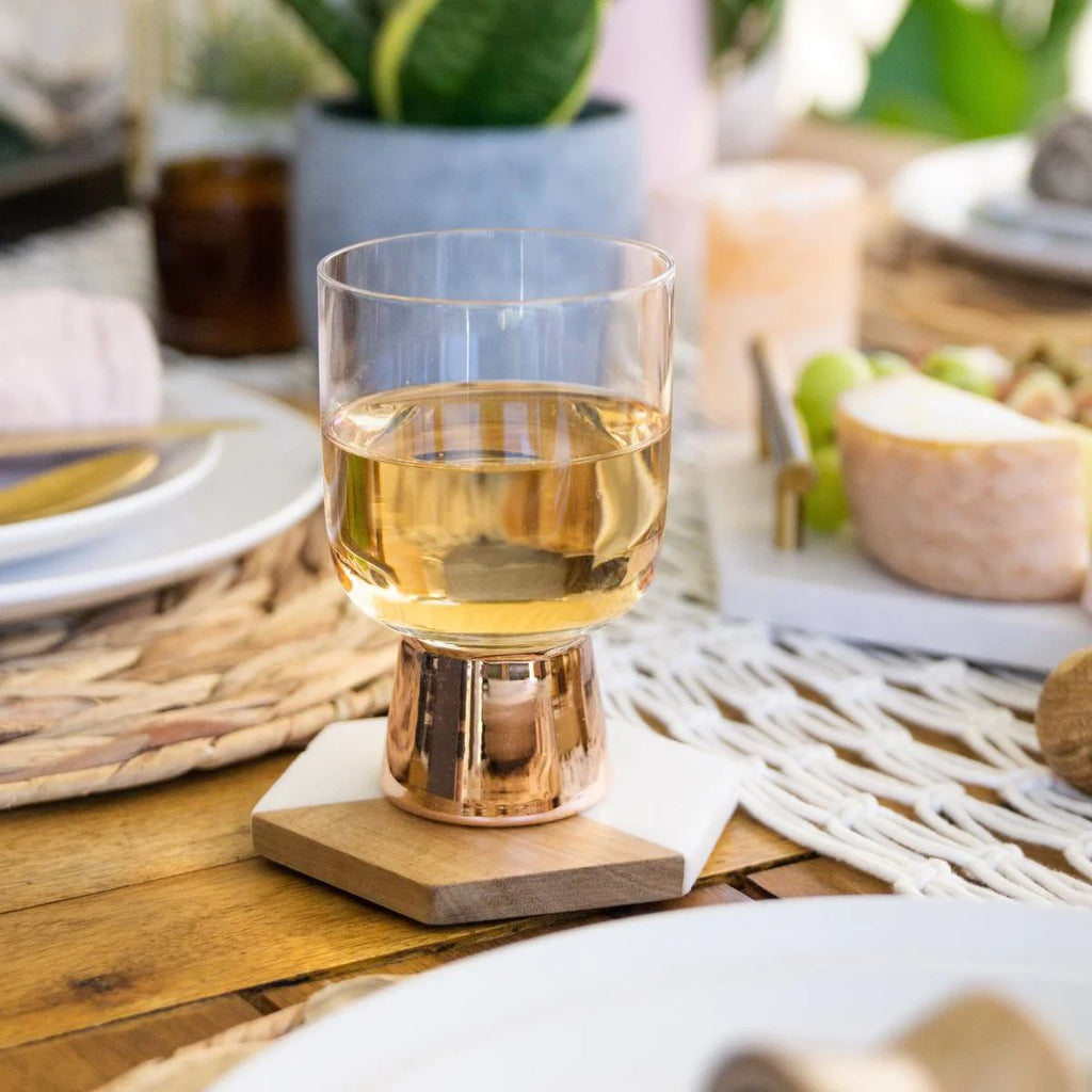 SET OF 12: Raye Copper Footed Cocktail Tumblers in Gift Box