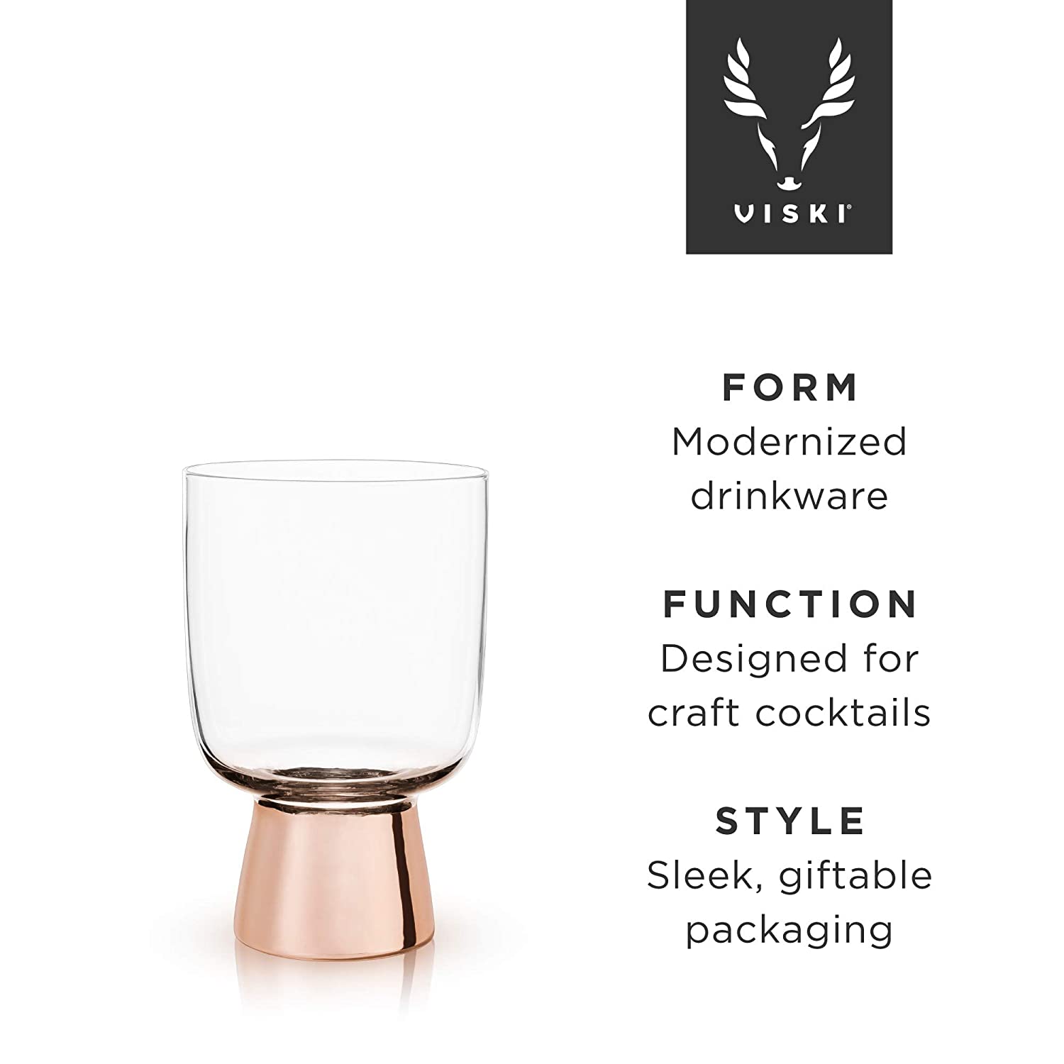 SET OF 12: Raye Copper Footed Cocktail Tumblers in Gift Box