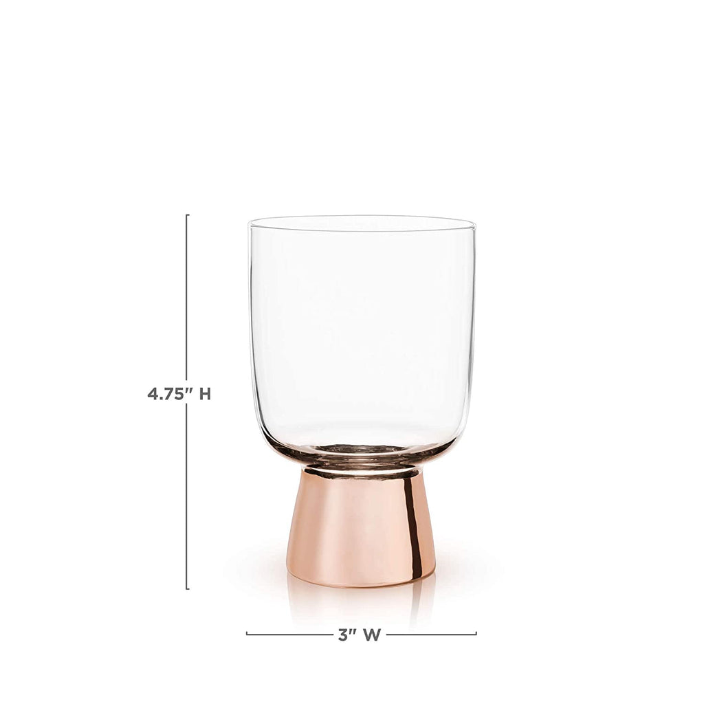 SET OF 12: Raye Copper Footed Cocktail Tumblers in Gift Box