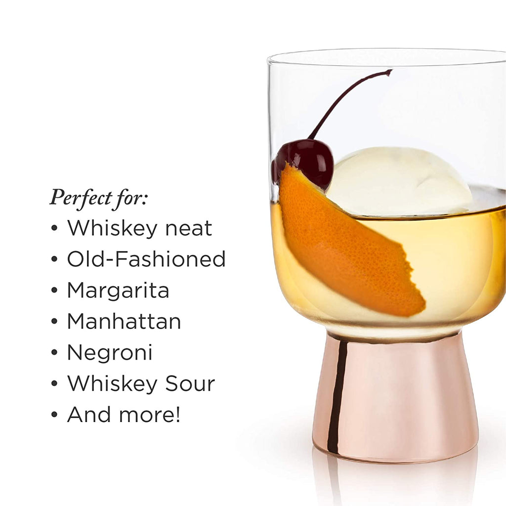 SET OF 12: Raye Copper Footed Cocktail Tumblers in Gift Box