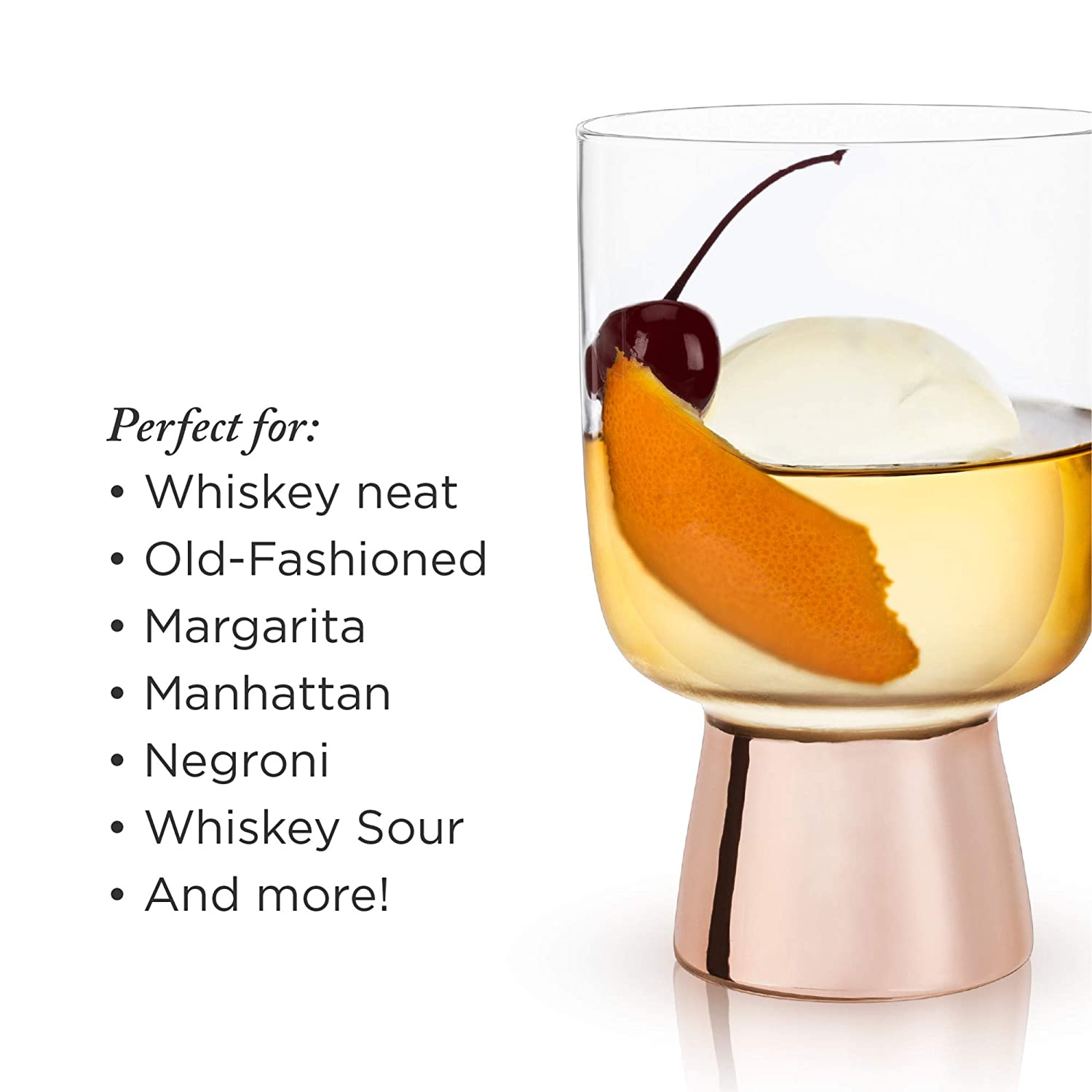 SET OF 12: Raye Copper Footed Cocktail Tumblers in Gift Box