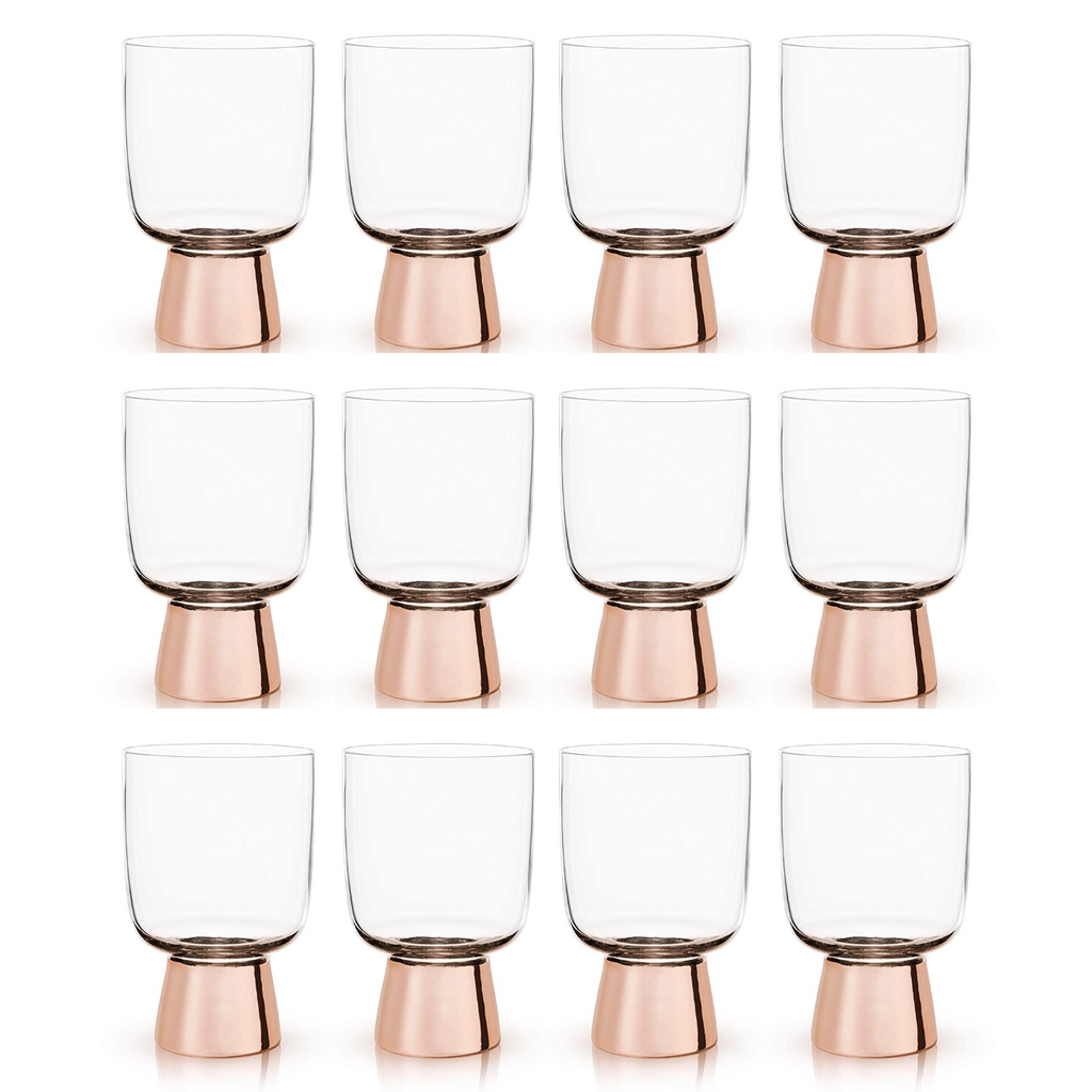 SET OF 12: Raye Copper Footed Cocktail Tumblers in Gift Box