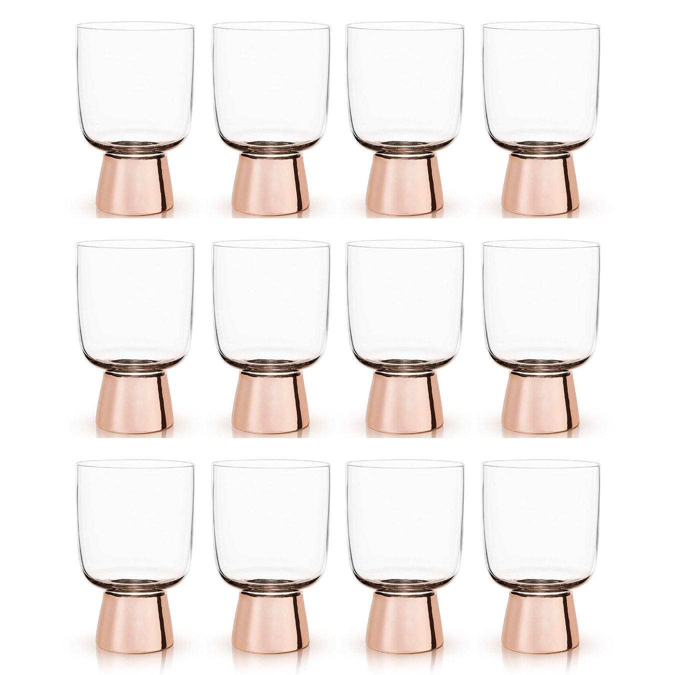 SET OF 12: Raye Copper Footed Cocktail Tumblers in Gift Box