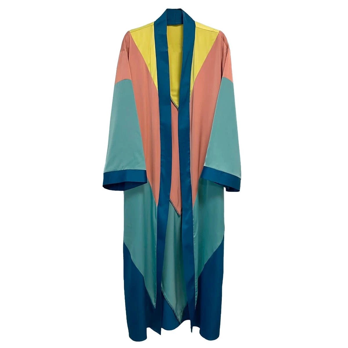 [SIZE L] Chevron Kimono Big Long Textured Satin Duster | Light Jacket, Outdoor Robe, Swimsuit Coverup by The Bullish Store