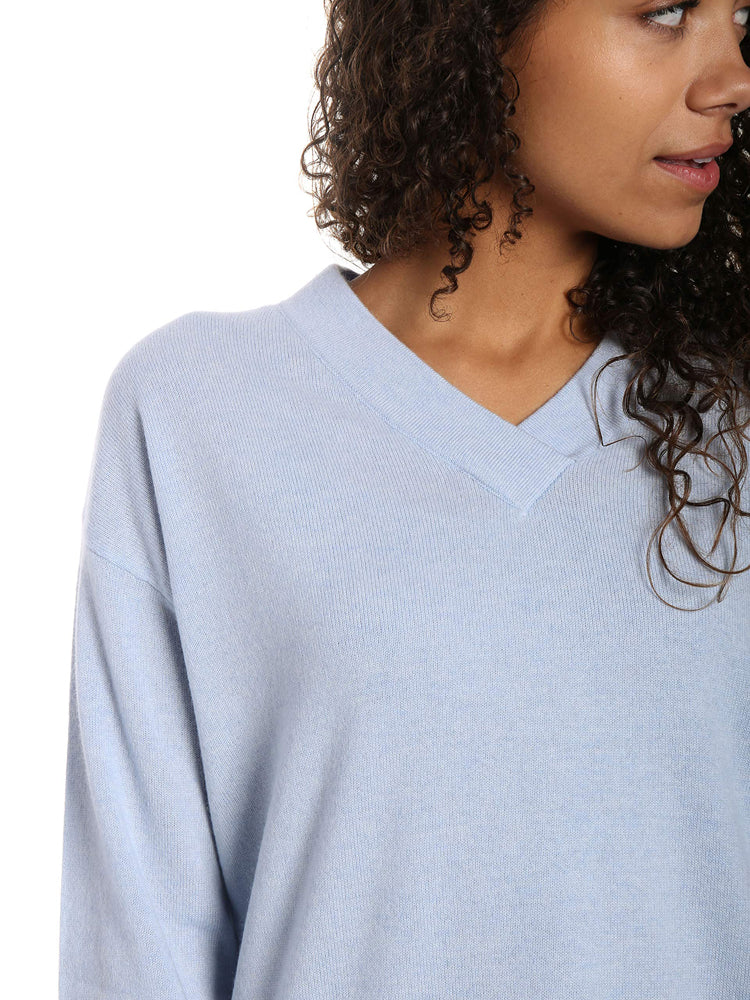 Zainuno Moizni Women's 100% Cashmere Deep V-Neck Sweater