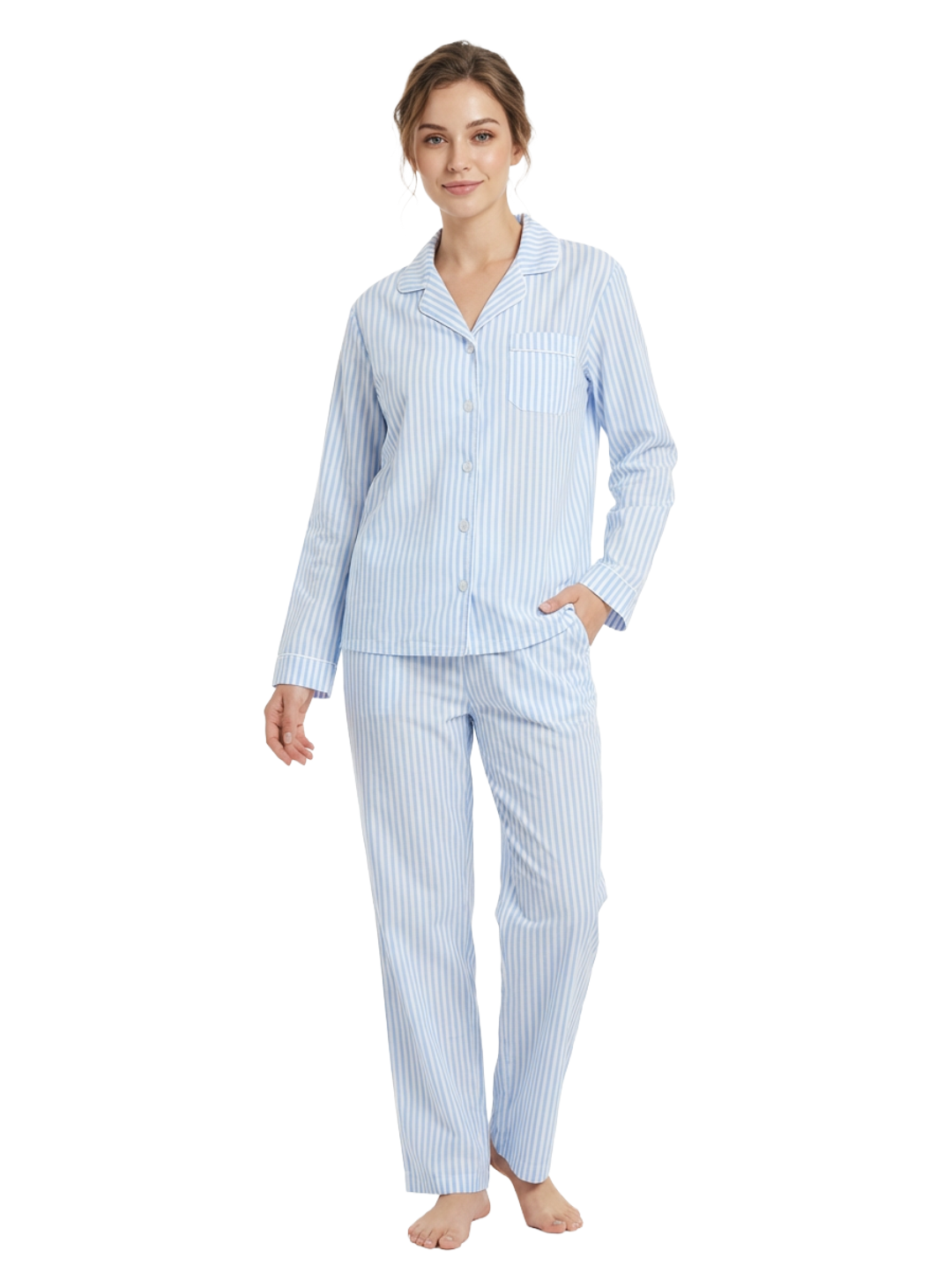 Womens 100% Cotton Poplin Pajama Set