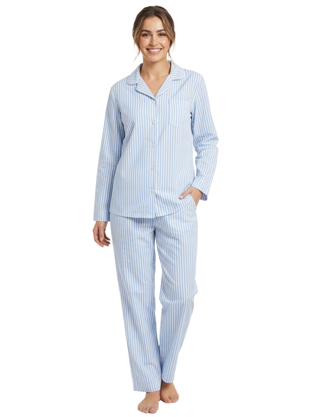 Womens 100% Cotton Poplin Pajama Set