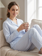 Womens 100% Cotton Poplin Pajama Set