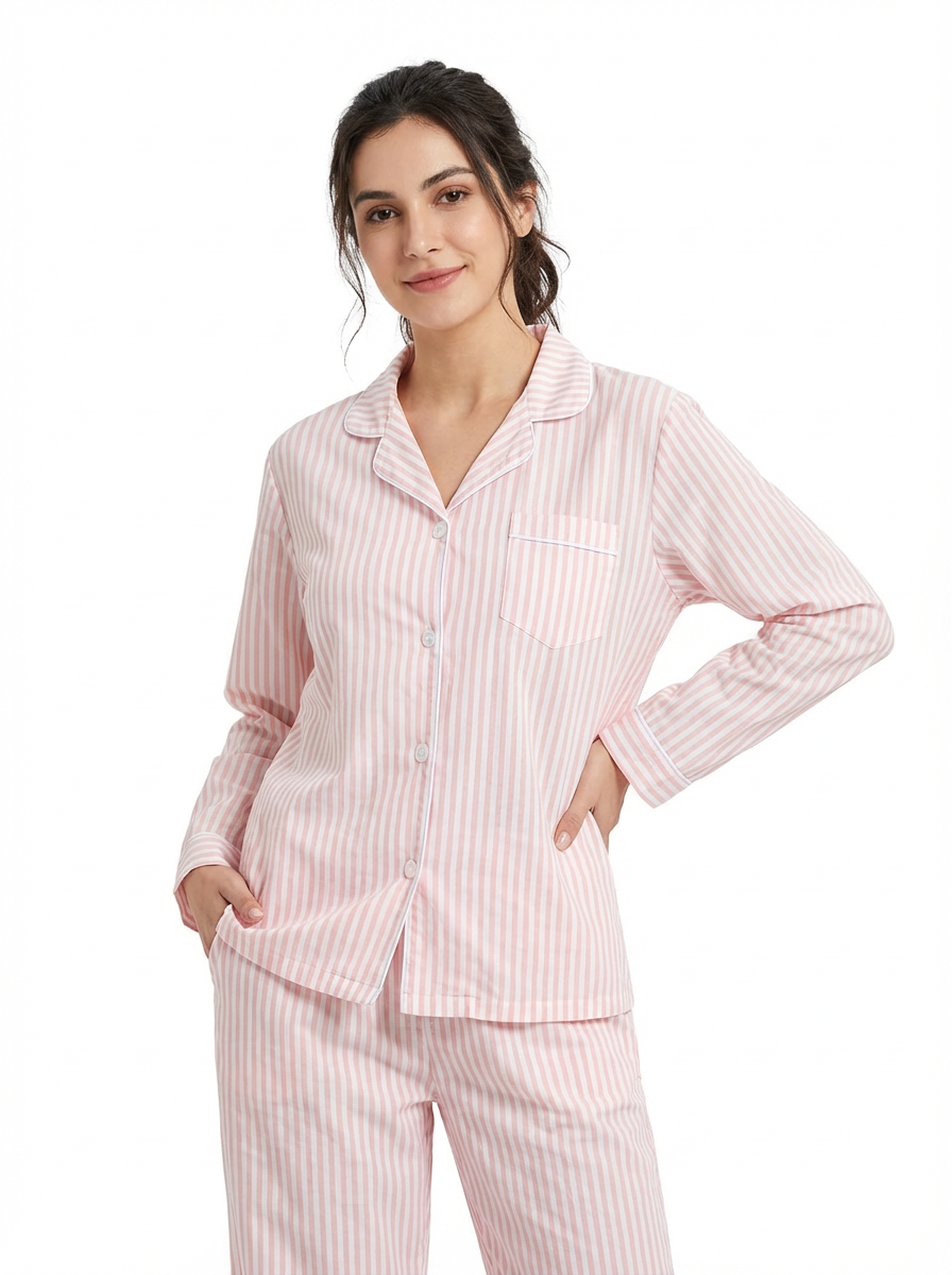 Womens 100% Cotton Poplin Pajama Set