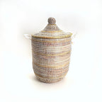 Striped White + Ivory Medium Basket