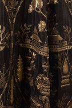 Sablora Black Midi Dress with Hand Embroidered Neckline by Raas