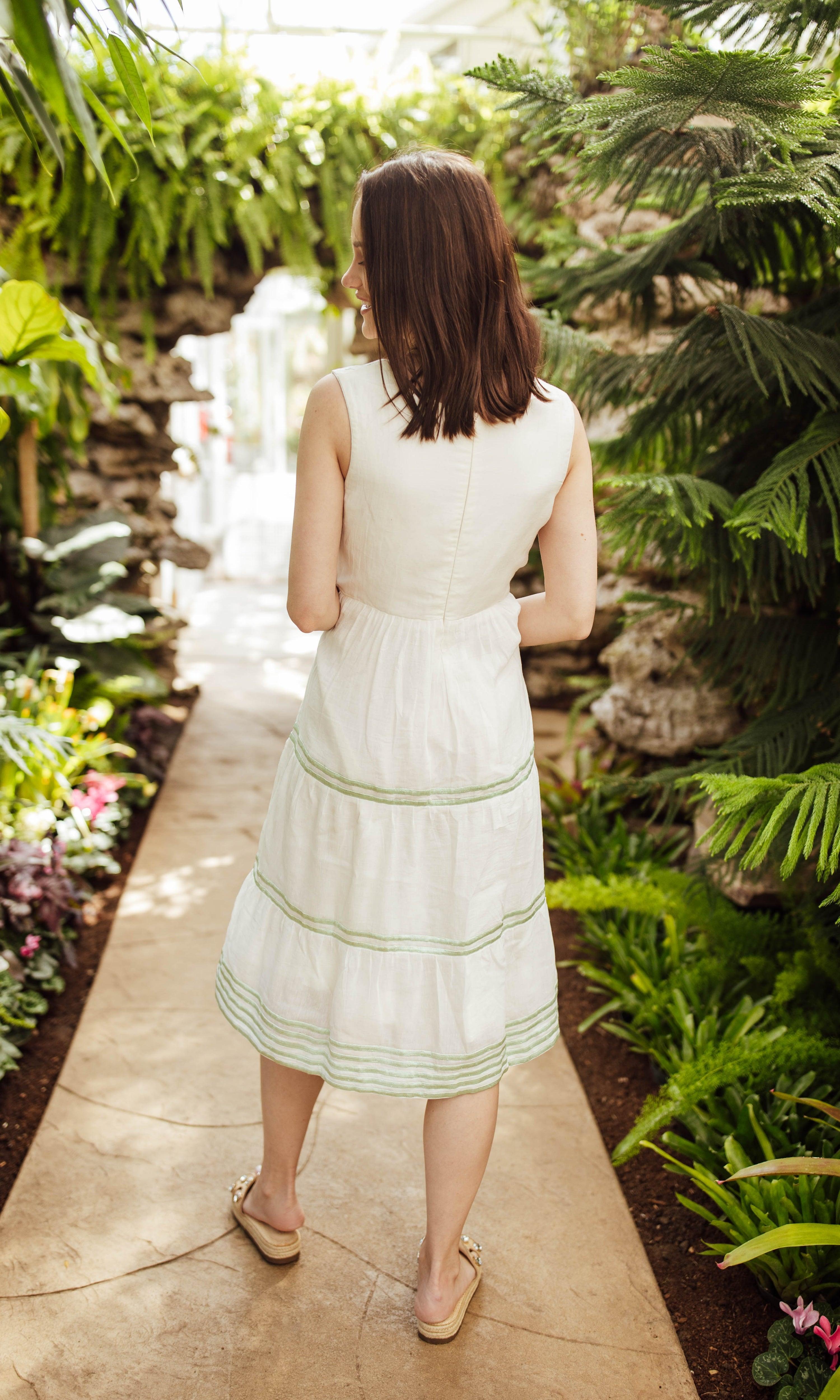 Saloni White Midi Dress with Embroidery