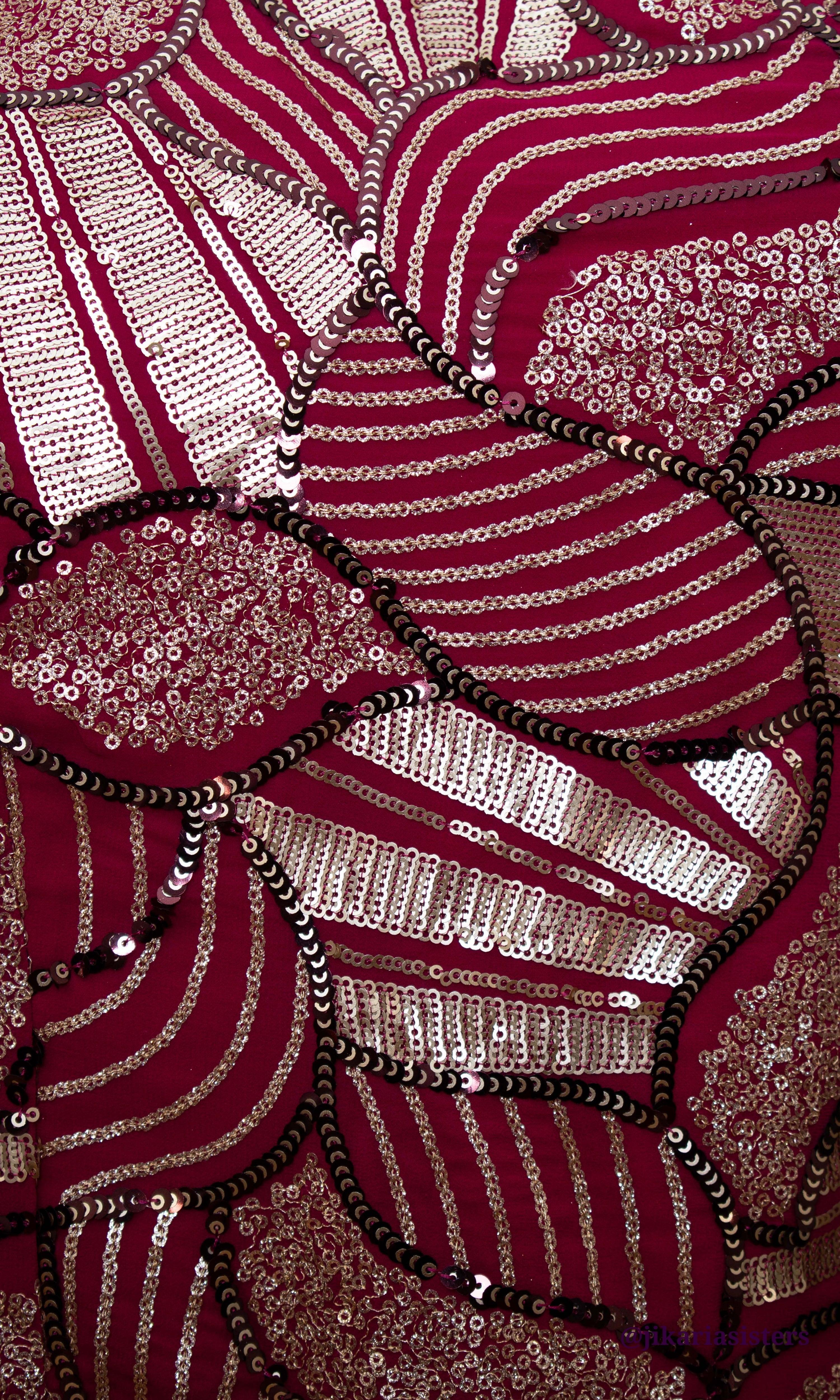 Sascha Red One Shoulder Dress with Sequin Work