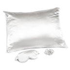 Giftable White Goodnight Gorgeous Satin Sleep Set [Includes Pillowcase, Sleep Mask + Scrunchie]