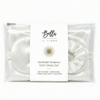 Giftable White Goodnight Gorgeous Satin Sleep Set [Includes Pillowcase, Sleep Mask + Scrunchie]