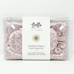 Giftable Leopard Goodnight Gorgeous Satin Sleep Set [Includes Pillowcase, Sleep Mask + Scrunchie]