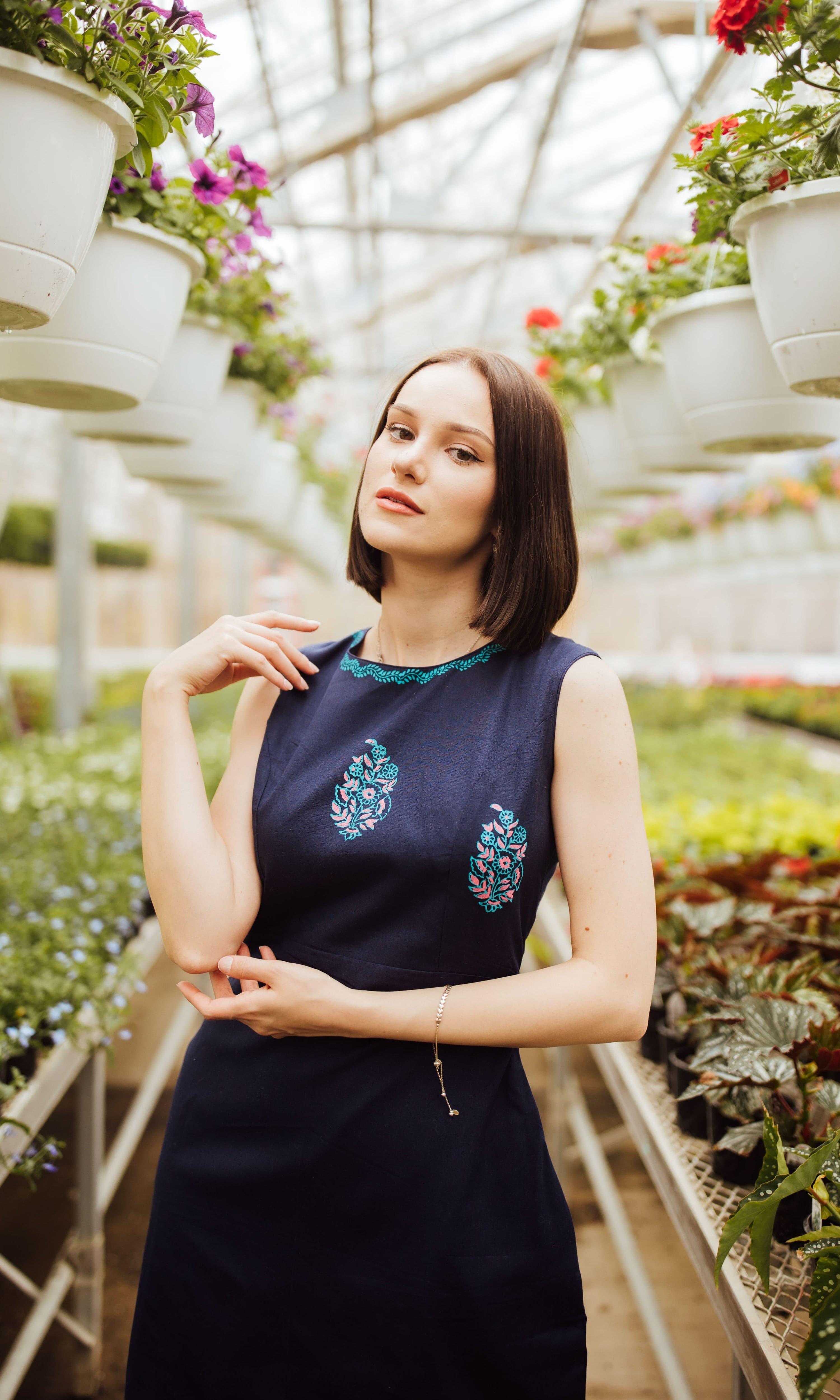 Sayona Cotton Mini Dress with Block Print