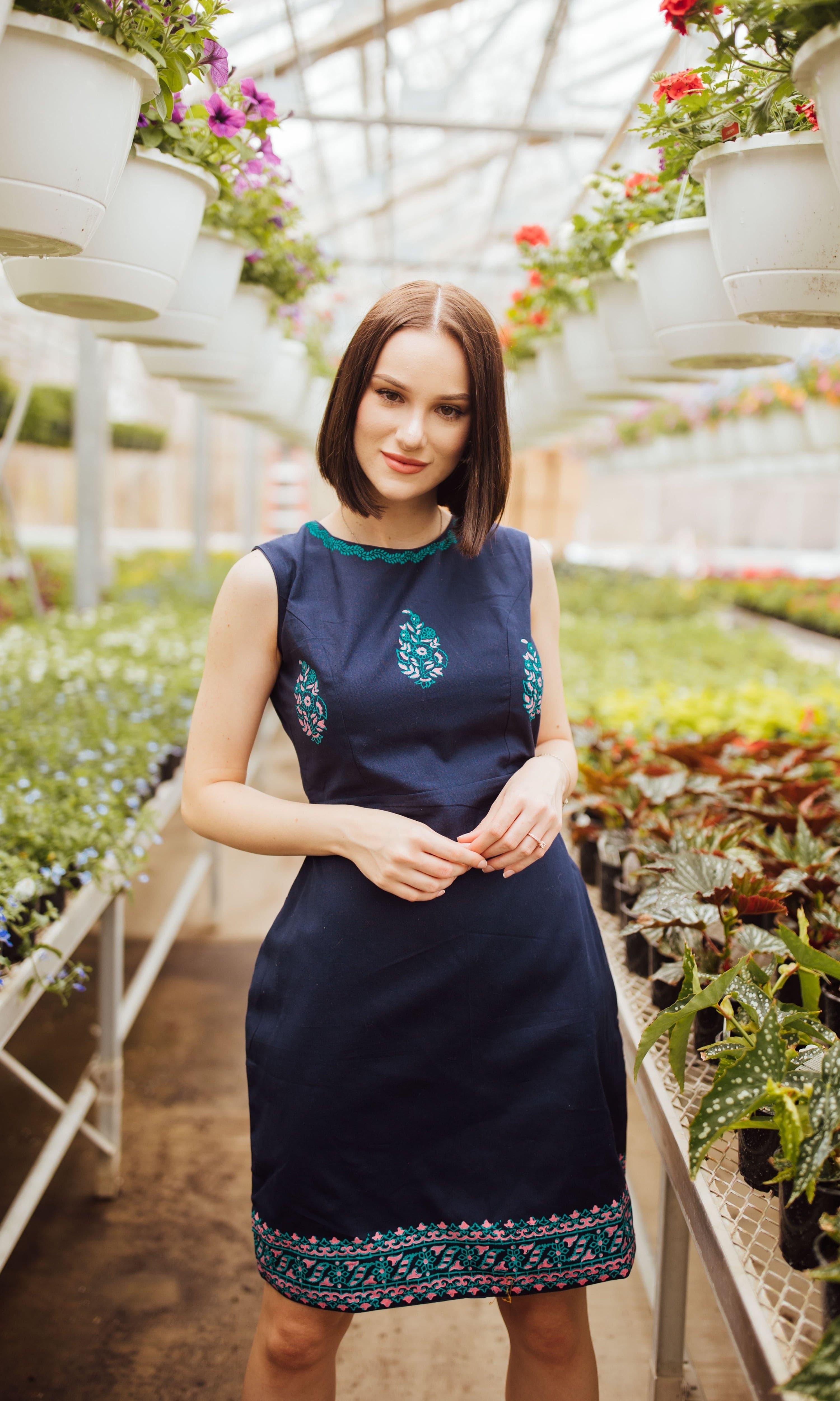 Sayona Cotton Mini Dress with Block Print