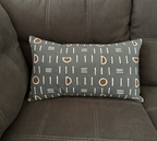Dark Gray Mudcloth Lumbar Pillow Cover
