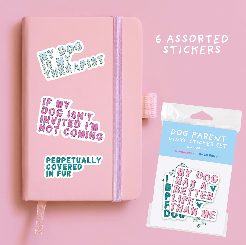 Dog Parent Sticker Pack – 6 Vinyl Stickers for Pet Owners by Five Dot Post
