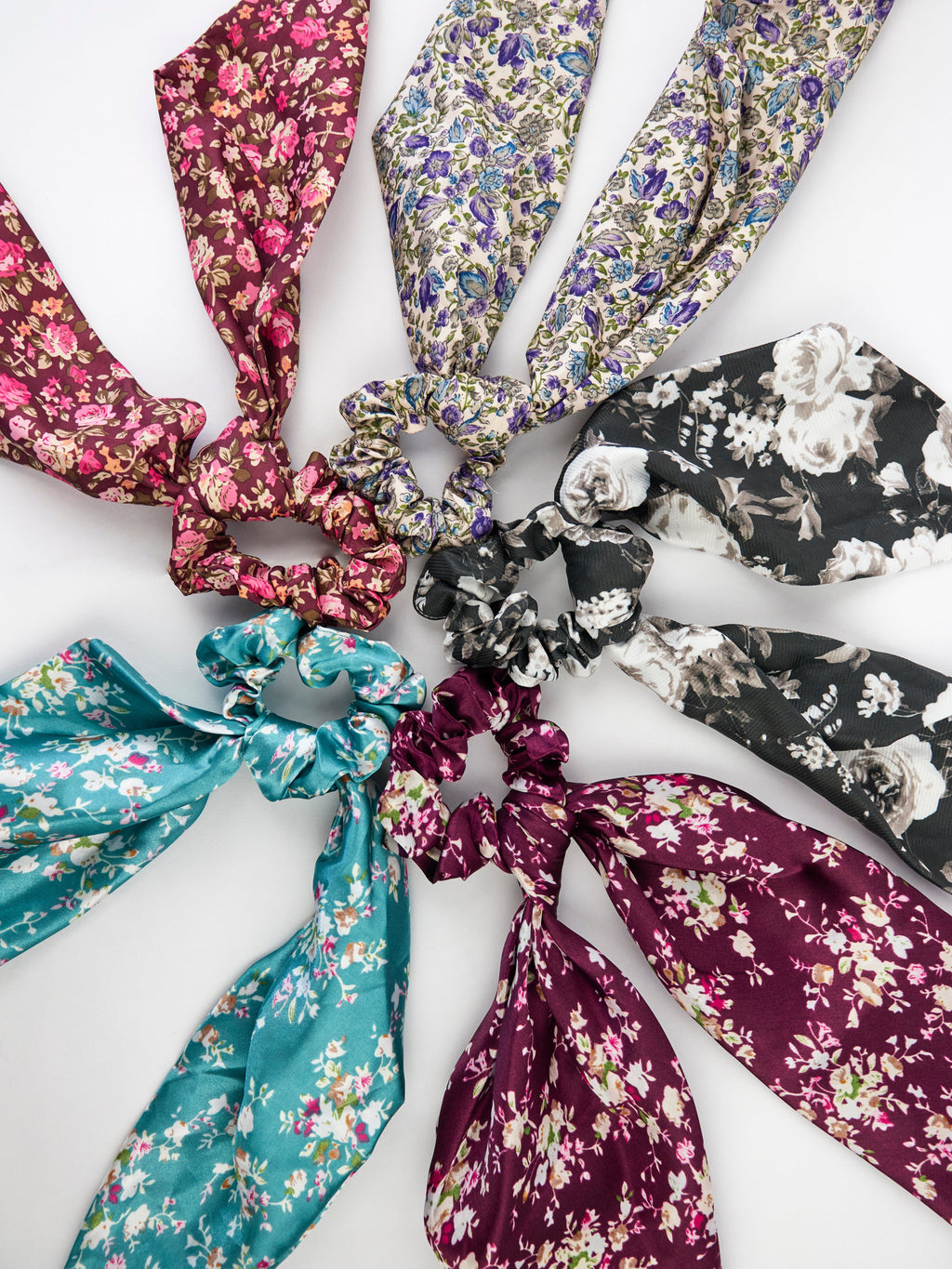 Cream Floral Scarf Scrunchie