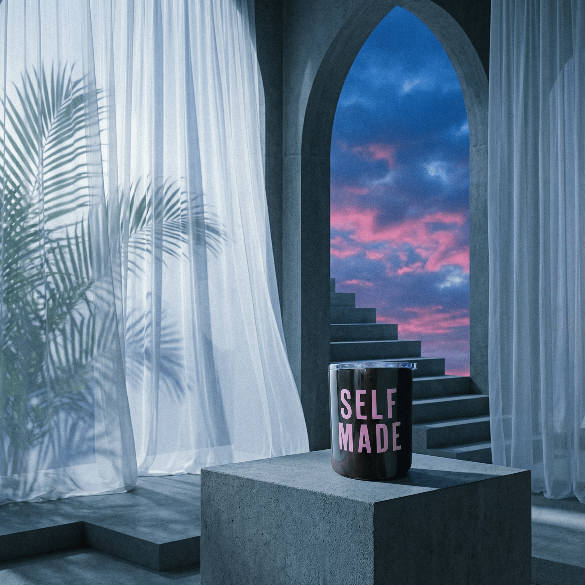 Self Made Stainless Steel Tumbler in Black and Pink