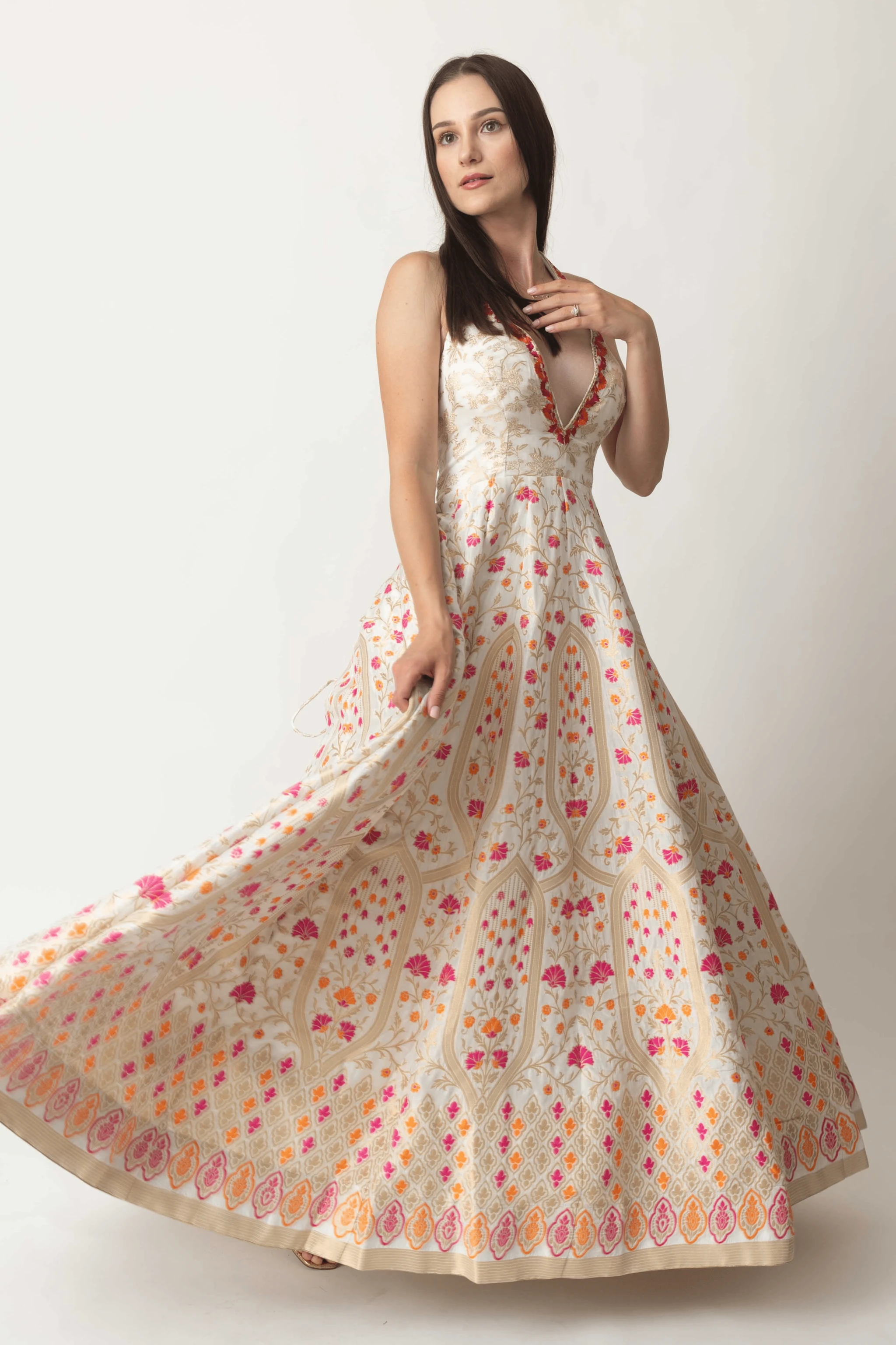 Selina Silk Jacquard Gown by Raas