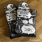 Set of 2 Kitchen Witch Oven Mitt | Pot Holders Hanging Oven Gloves Set by The Bullish Store