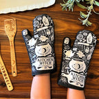 Set of 2 Kitchen Witch Oven Mitt | Pot Holders Hanging Oven Gloves Set by The Bullish Store