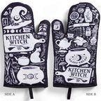 Set of 2 Kitchen Witch Oven Mitt | Pot Holders Hanging Oven Gloves Set by The Bullish Store