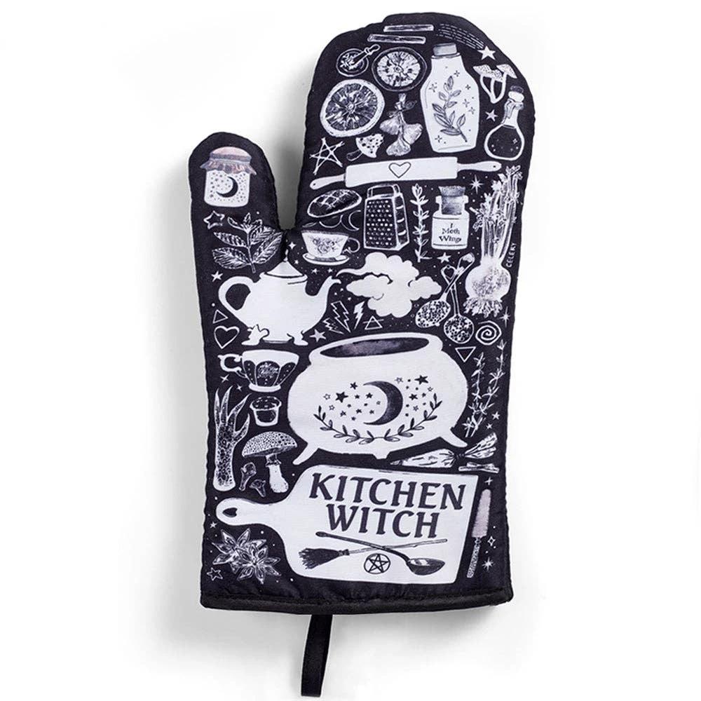 Set of 2 Kitchen Witch Oven Mitt | Pot Holders Hanging Oven Gloves Set by The Bullish Store
