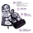 Set of 2 Kitchen Witch Oven Mitt | Pot Holders Hanging Oven Gloves Set by The Bullish Store