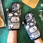 Set of 2 Kitchen Witch Oven Mitt | Pot Holders Hanging Oven Gloves Set by The Bullish Store