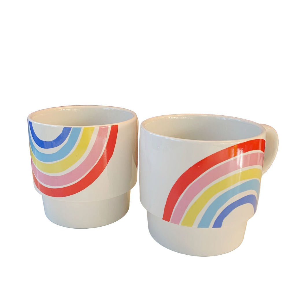 Set of 2 Rainbow Stacking Mugs | Ceramic Mug Set