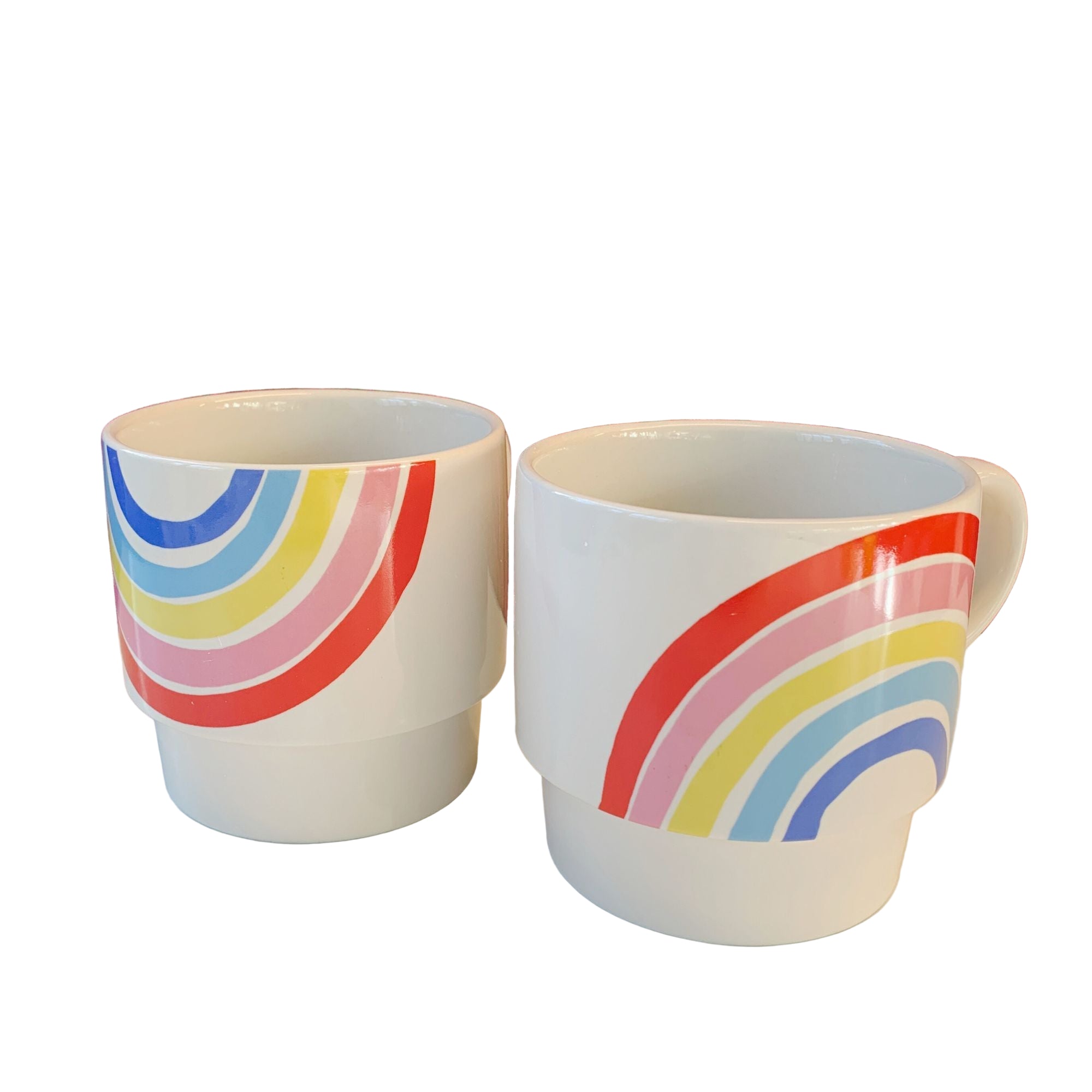 Set of 2 Rainbow Stacking Mugs | Ceramic Mug Set