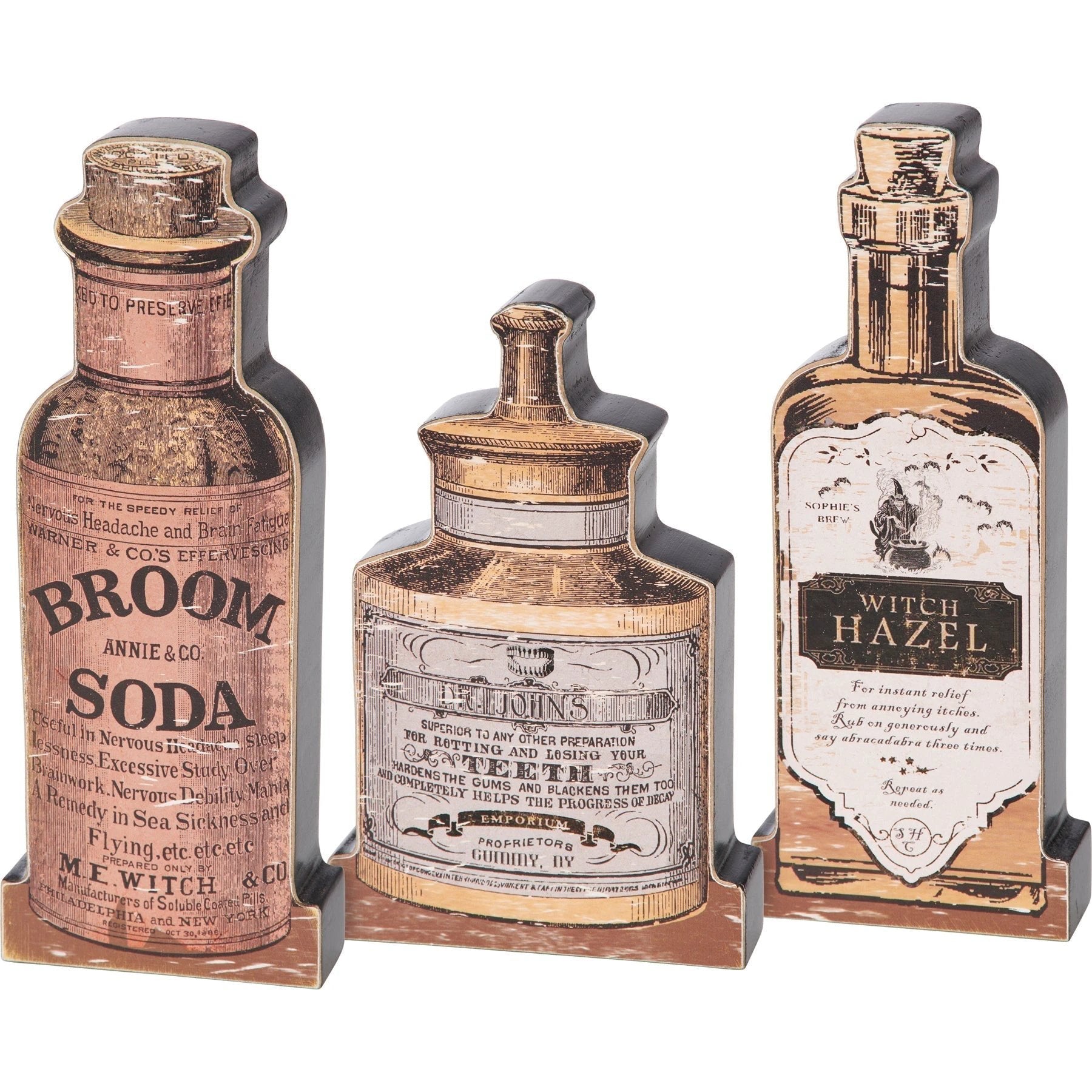 Set of 3 Potions Chunky Sitter Set | Vintage Wooden Bottle Shape Sitter by The Bullish Store