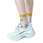 Sheer Cat Lover Socks Available in Yellow Green Red or Black [Fits Women's Size 5-9] by The Bullish Store