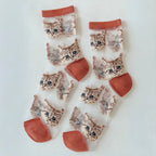 Sheer Cat Lover Socks Available in Yellow Green Red or Black [Fits Women's Size 5-9] by The Bullish Store