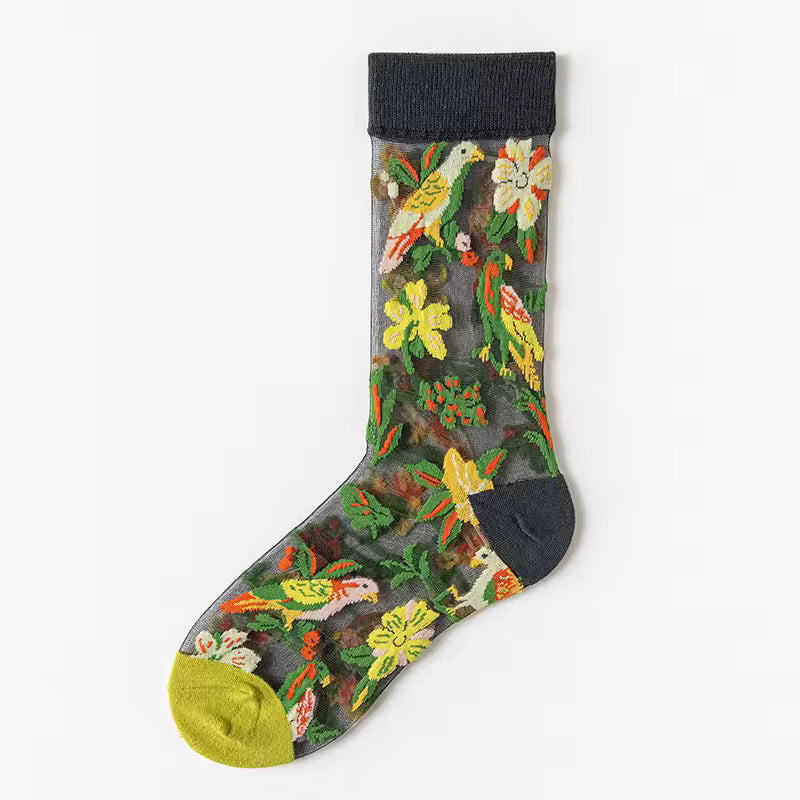 Sheer Plant Lover Socks in 5 Nature-Inspired Styles [Fits Size 5-9]
