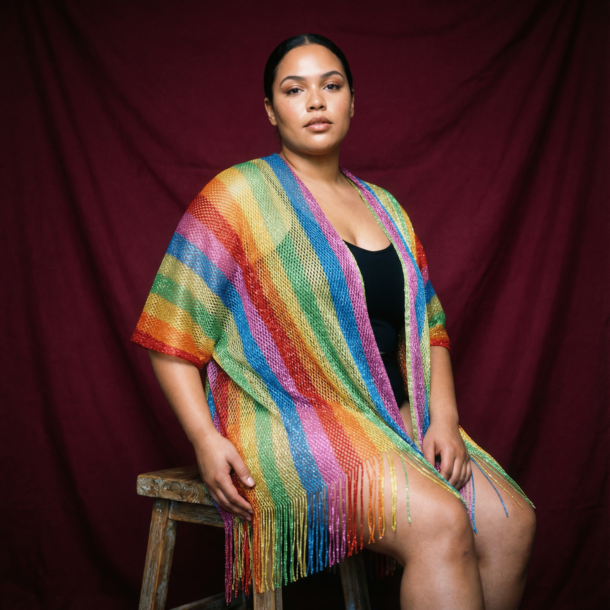 Shimmer Mesh Pride Scarf Wrap in Rainbow Stripe | Unisex Summer Shawl LGBTQ Pride